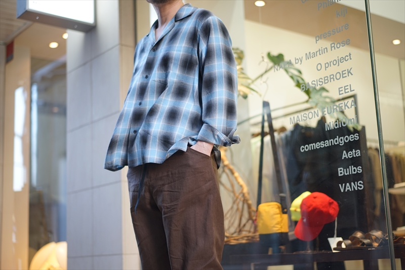 SUNSEAサンシーの新作、SHADOW CHECK GIGOLO SHIRT/LINEN