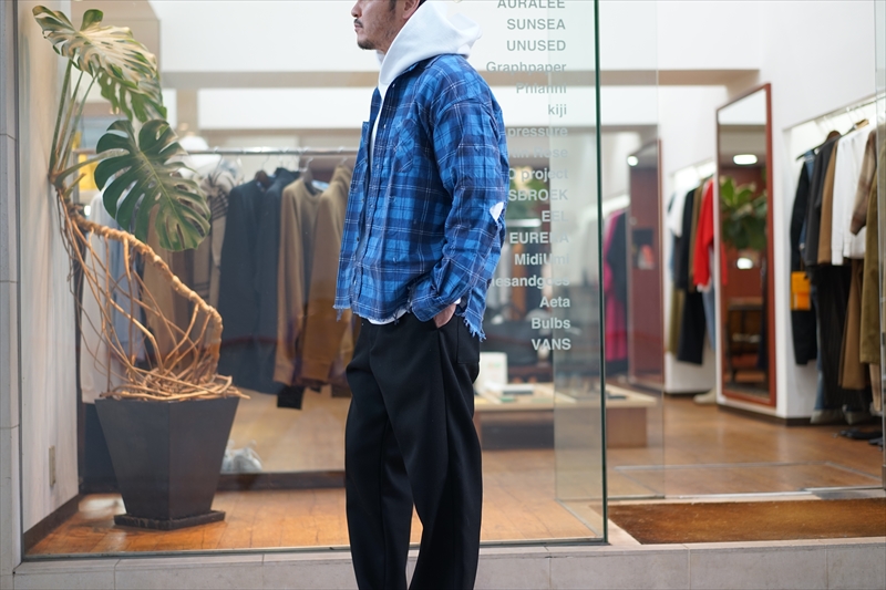 UNUSED アンユーズド damage check nel shirt UNUSED アンユーズド damage check nel shirt