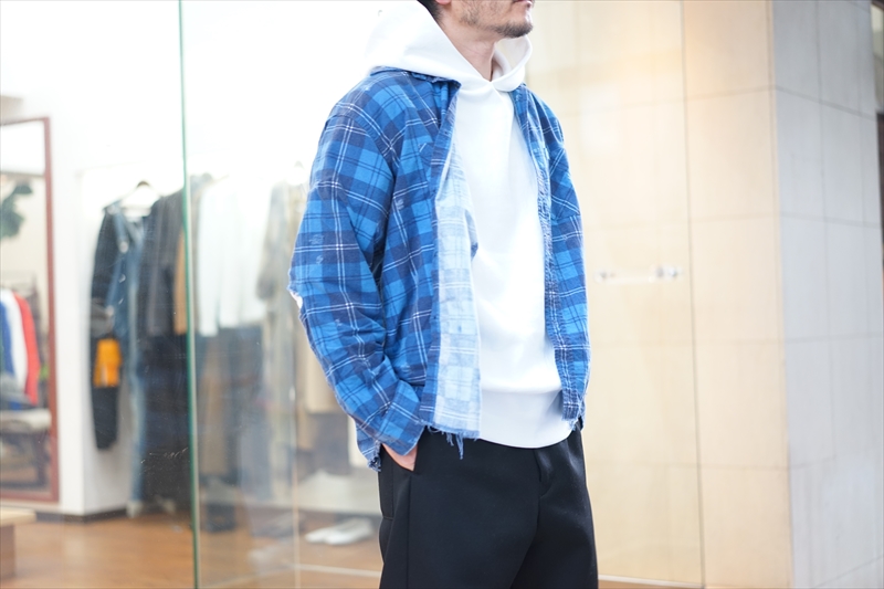 UNUSED(アンユーズド)の新作、Damage Check Nel Shirtのご紹介です