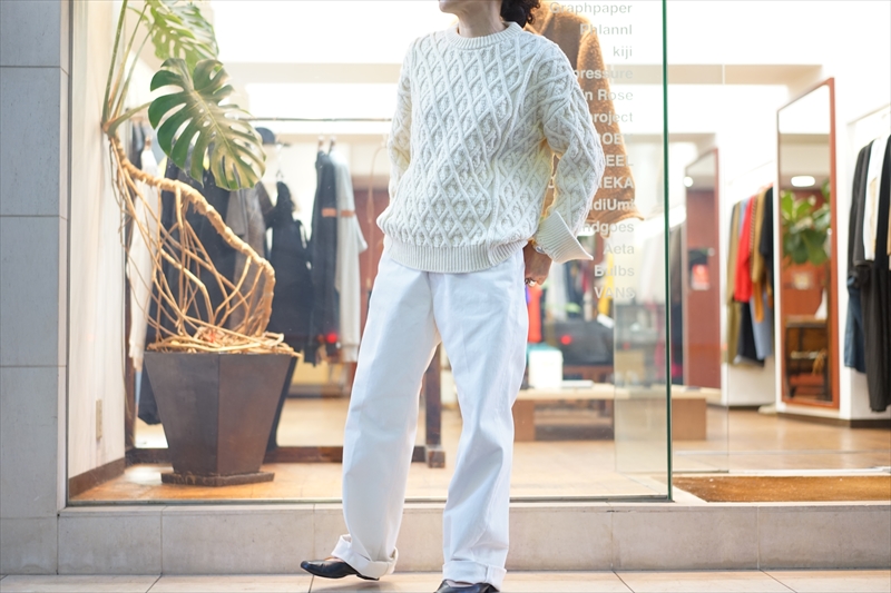 AURALEE(オーラリー) for women Hard Twist Merino Aran Knit Big P/O