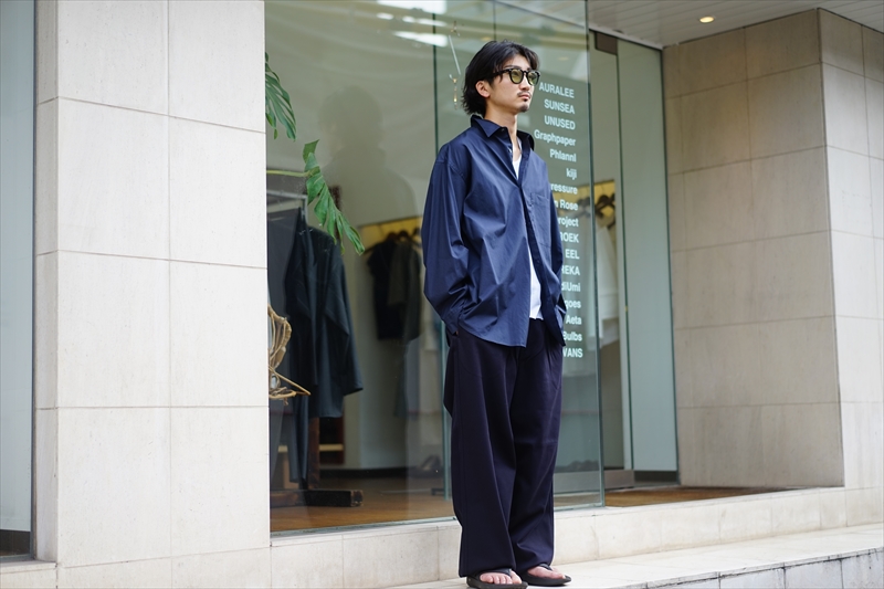 グラフペーパーOversized Regular Collar Shirt