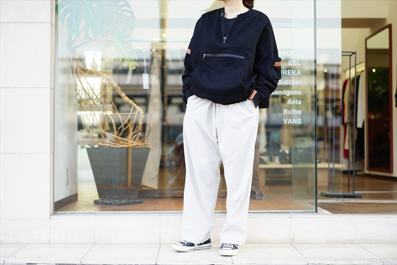 SUNSEA(サンシー)のPOCKET SWEATを使ったスタイルサンプルのご紹介です