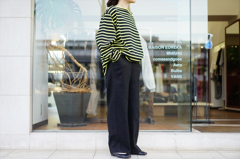SUNSEA(サンシー) 21SS Collectionの新作、BK LINEN WIDE PANTSを使っ 