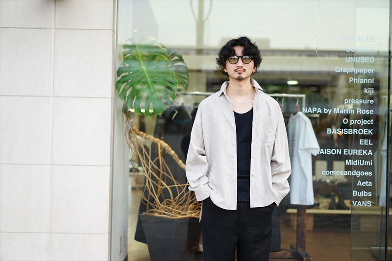 sunsea Johnny.d ホワイトシャツ sunsea Cotton Johnny D.Shirt / White（Men's Luxury Sea