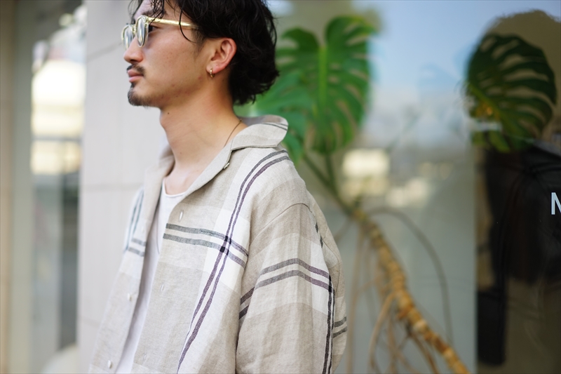 トップス SUNSEA 21SS LINEN CHECK GIGOLO SHIRT SUNSEA(サンシー)21SS Collectionの新作、LINEN CHECK GIGOLO SHIRT