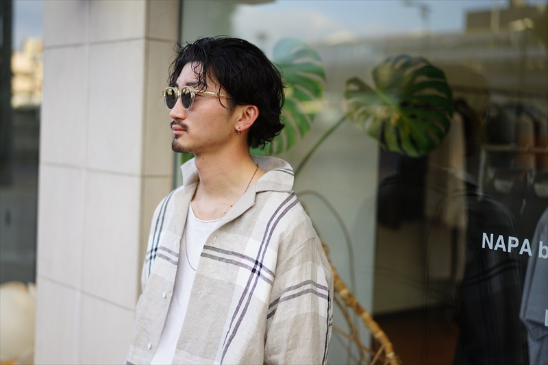 SUNSEA(サンシー)21SS Collectionの新作、LINEN CHECK GIGOLO SHIRT