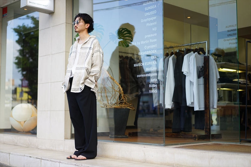 SUNSEA(サンシー)21SS Collectionの新作、LINEN CHECK GIGOLO SHIRT