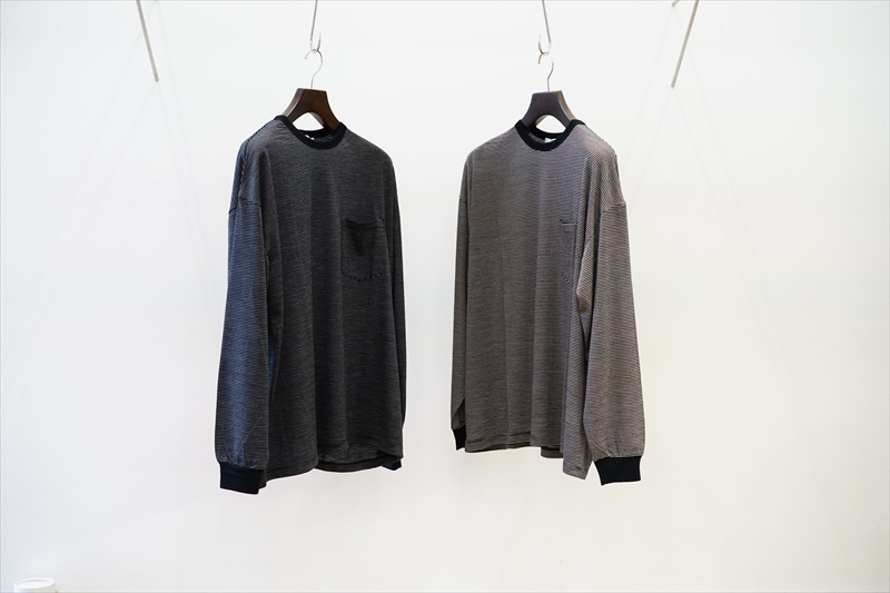 Graphpaper(グラフペーパー)の新作、Wool Border L/S Pocket Tee/BLK ...