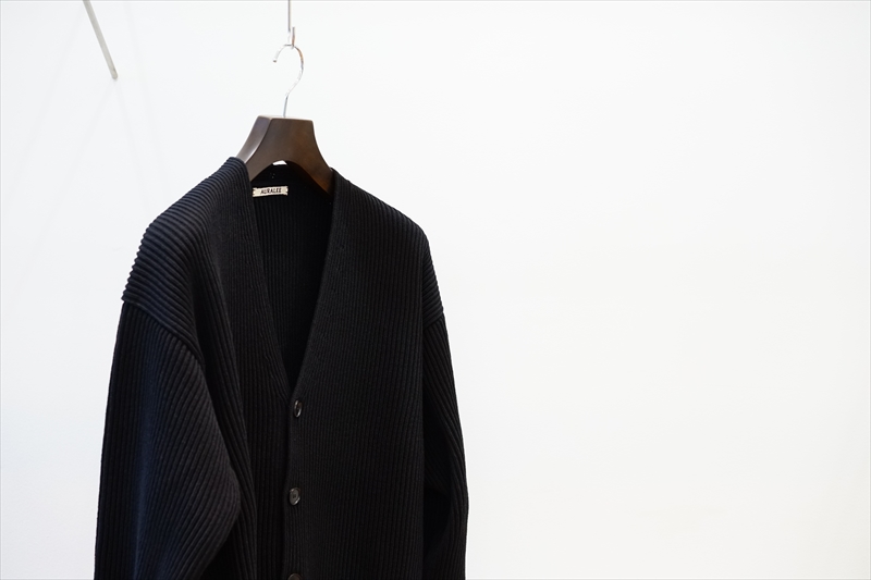 未使用品 21aw AURALEE SUPER FINE WOOL RIB KNIT BIG CARDIGAN BLACK