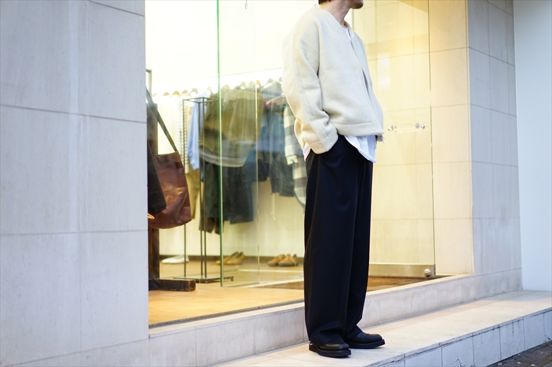 ○美品○SUNSEA N.M THICKEND WIDE PANTS BLACK - スラックス