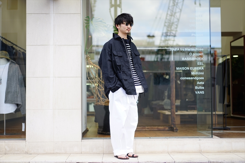 グラフペーパー コットンリネンモールミリタリージャケット 0 これからの時期に重宝するコットン/リネン素材のライトアウター