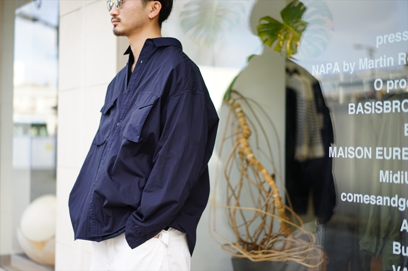 グラフペーパー Garment Dyed Poplin FatigueShirt Graphaper Garment Dyed Poplin Fatigue Shirt style.2022.4.2