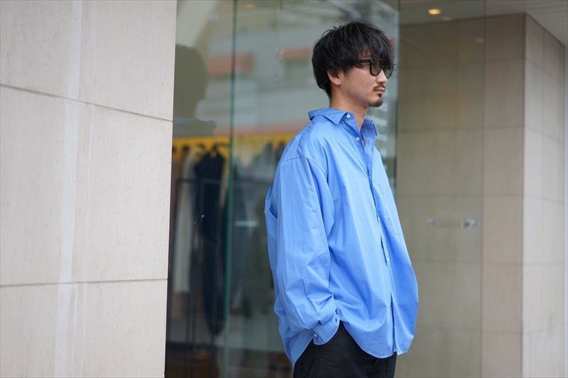 Graphpaper 青 長袖シャツ Oサイズ Graphpaper 青 長袖シャツ GM221-50115B