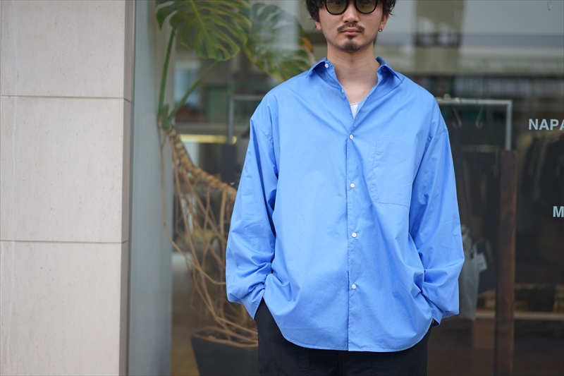 Graphpaper 青 長袖シャツ GM221-50115B Graphpaper(グラフペーパー)22SS Basic Collectionの新作、Broad L/S