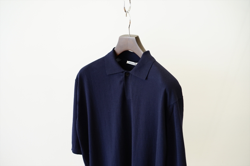 値下げオーラリーSuperHigh Gauge Cotton knit polo-