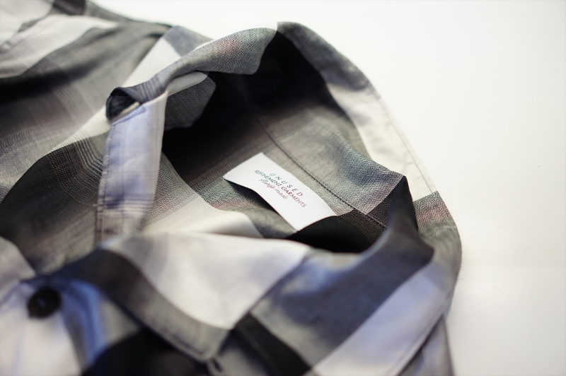 UNUSED(アンユーズド)の新作、Ombre check open collar shirt / Unused 
