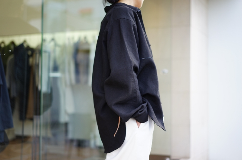 sunsea bk sleeve long tee navy サンシー シーアイランドコットンクルーネックジャンパー （Light Navy
