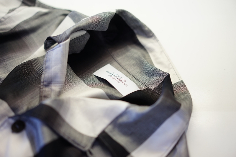 UNUSED Ombre check open collar shirt