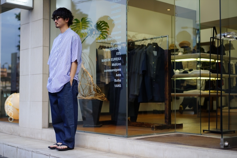 Graphpaper] Jersey Oversized L/S Pocket Tee / Border S/S