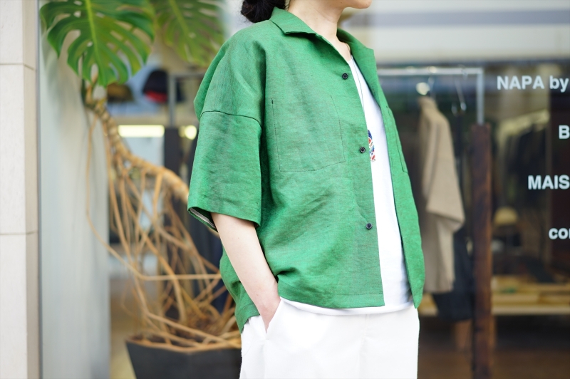 SUNSEA バングラデシュリネン シャツ グリーン サイズ 2 SUNSEA