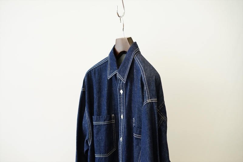 Graphpaper(グラフペーパー)の新作、Denim Regular Collar Shirt