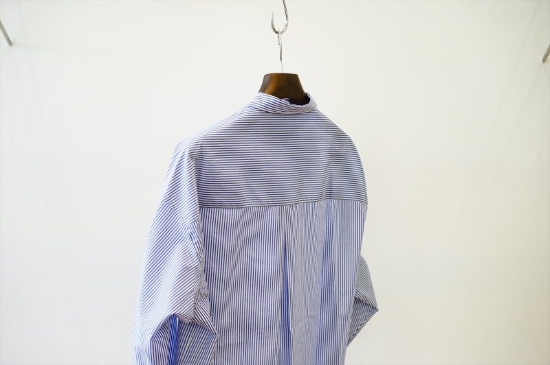 Graphpaper(եڡѡ)Broad Stripe L/S Oversized Regular Collar Shirt(GM222-50065B)/Blue Stripe