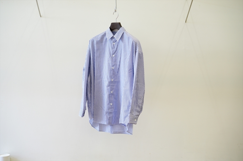 Graphpaper(եڡѡ)Broad Stripe L/S Oversized Regular Collar Shirt(GM222-50065B)/Blue Stripe