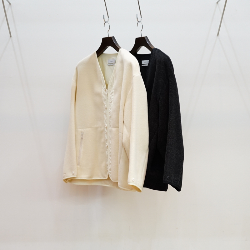 Wool Alpaca Boa Collarless Blouson