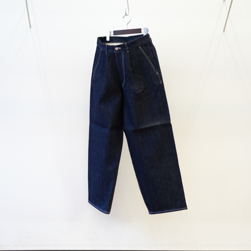 23ss 2023 グラフペーパー 2タック デニム ワイド パンツ グレー 系 GRAPHPAPER グラフペーパー 23SS GL231-40108RB Selvage Denim Two Tuck Wide Pants  セルビッジ デニム ツータック ワイド パンツ リジット インディゴブルー系 0 中古