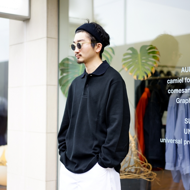 【極美品】ユニバーサルプロダクツ　RIPPLE L/S POLO UNIVERSAL PRODUCTS(ユニバーサルプロダクツ)Ripple L/S Polo