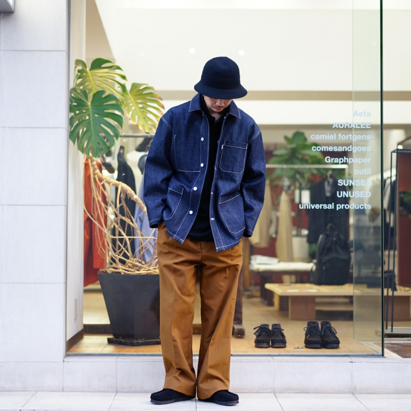 Graphpaper(グラフペーパー)23SS Collectionの新作、 Selvage Denim Coverall (GM231-30100RB)/Rigidのご紹介です。 | BALUCA JOURNAL