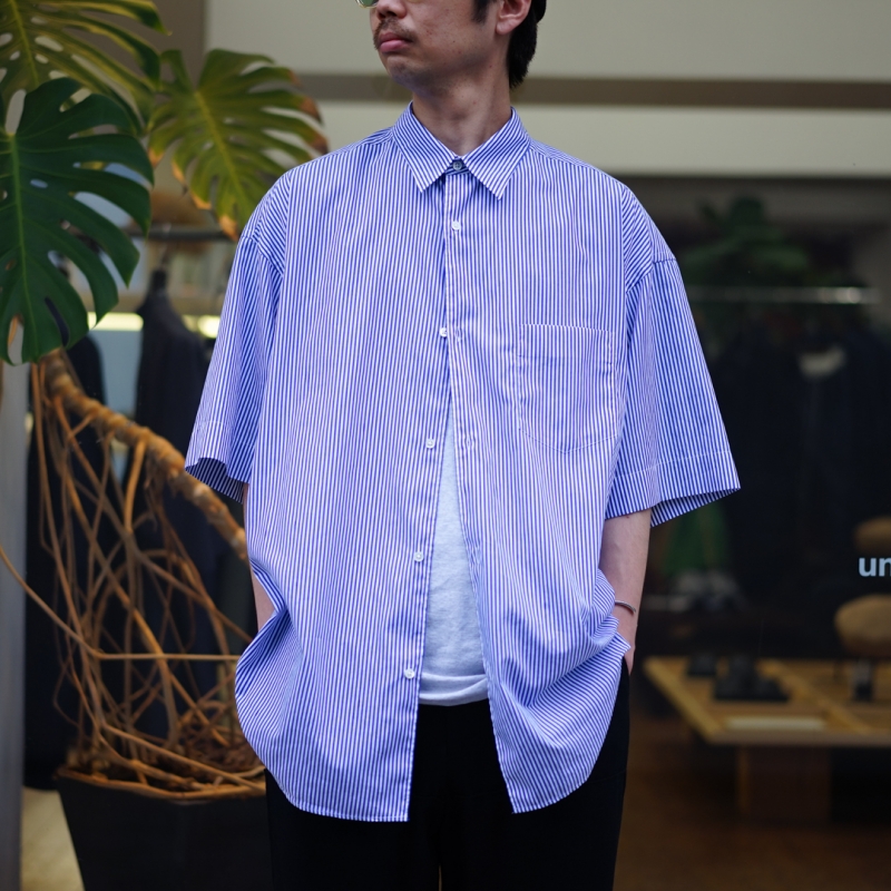 Graphpaper / 半袖シャツ/FREE/コットン/BLU/ストライプ/GM232-50003STB Graphpaper(グラフペーパー)Summer Spot Collectionの新作、 Broad S/S