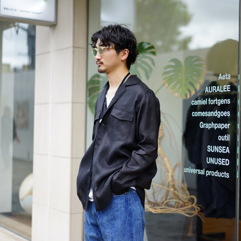 SUNSEA(サンシー)27th Collectionの新作、 Linen Gigolo Shirt/BKのご