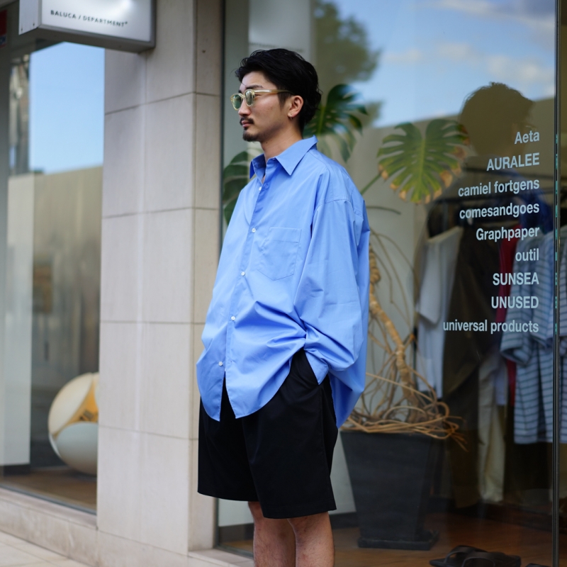 Graphpaper(グラフペーパー)23AW Collectionの新作 Solotex Twill Wide Chef  Shorts(GM232-40059B)のご紹介です。 | BALUCA JOURNAL