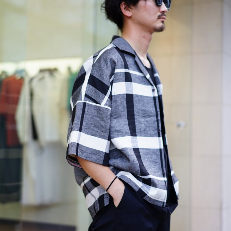 トップス SUNSEA / LINEN CHECK FRIED SHRIMP SHIRT SUNSEA(サンシー)27th Collectionの新作、 Bangladesh Linen Check w