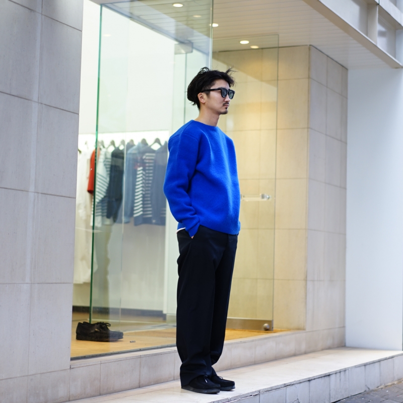 A18254 極美品 オーラリー 23AW マイルドフレンチミラノリブガーデ青1 AURALEE(オーラリー)23AW Collectionの新作、 Milled French Merino