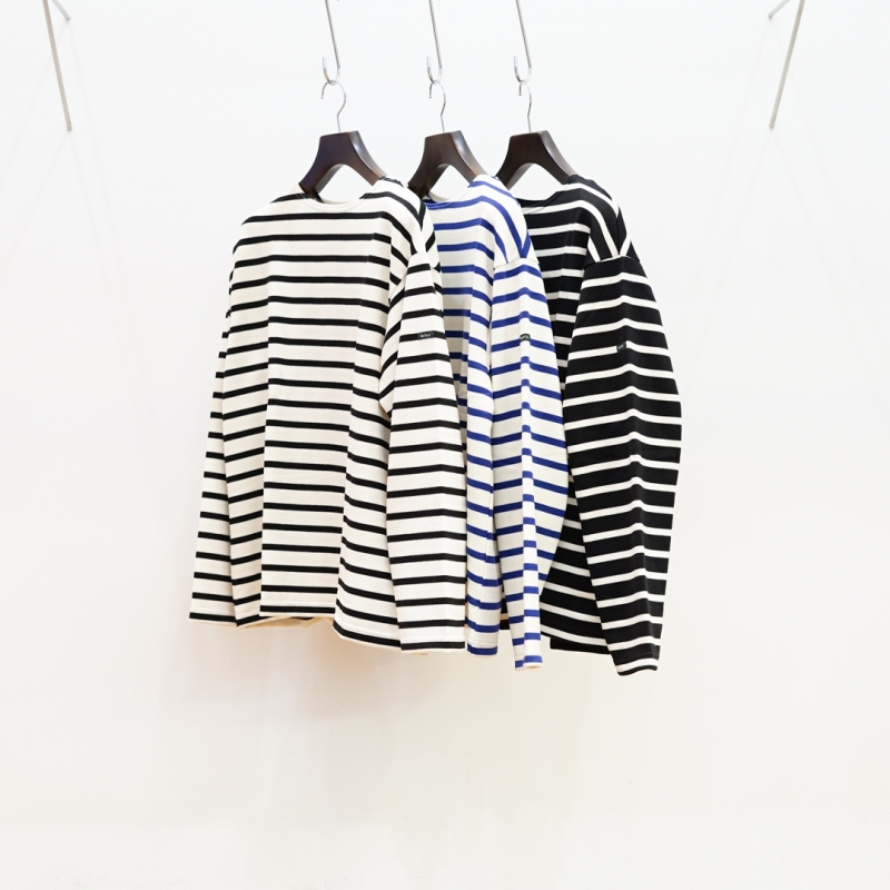 某メーカー 春先にも重宝するボーダーカットソー outil(ウティ)tricot habas カットソー(長袖+七分)