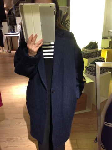 NEON SIGN MAXI COAT SHETLAND  NAVY