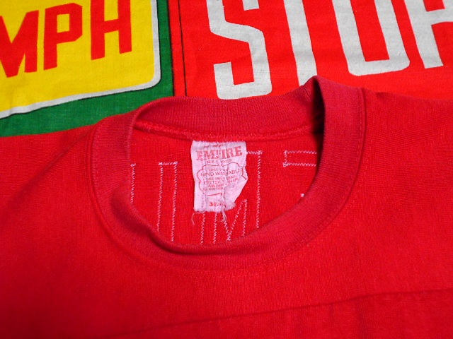 ★珍しいエルボーパッチ付きの1枚★Made in USA製アメリカ製EMPIREエンパイアビンテージスカルプリントTシャツ7分60s60年代70s70年代S位赤