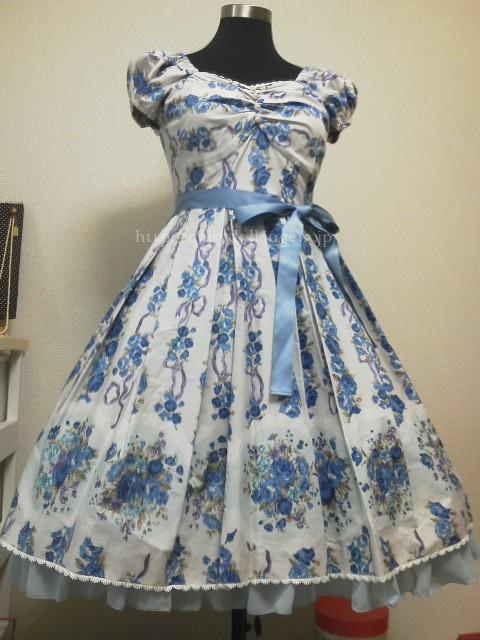 非対面販売 Victorianmaidenローズブーケストライプシフォンドレス+