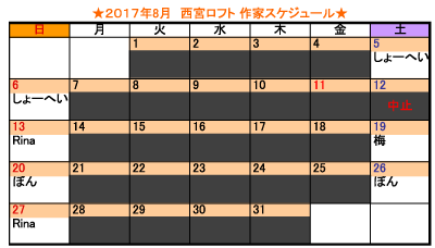 西宮ロフト 8月