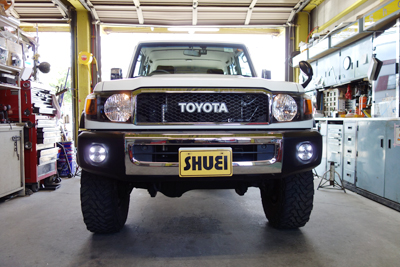 専用　再販ランクルフロントバンパー ＳＴＤブラック　フォグランプ付き　GRJ76 ランクル76 LEDフォグランプ取付け | 4WD・四駆カスタム