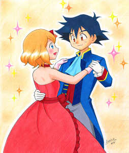 アニメ・ポケモンXY&Zイラスト 「サトシとセレナ!ダンスパーティでゲットだぜ!!」の回。ホントはこういうシーンが見たかった。サトシとセレナが踊る様子。ラブラブ。恋愛要素含む。