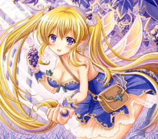 妖精 サムネイル ブドウの森 葡萄 森 女の子 ツインテール 羽 紫 光る ファンタジー オリジナル イラスト sumire すみれ