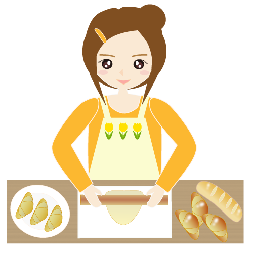 イラスト素材 台所で料理をする女性を配布 駆け出しwebデザイナーの素材作成ブログ
