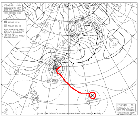 2014年10月5日9時の予想天気図