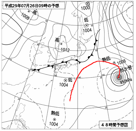 2017年7月26日9時の予想天気図