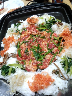 ホットプレートで石焼ビビンバ