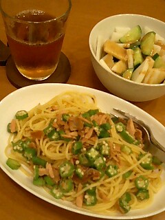 オクラとツナのパスタ