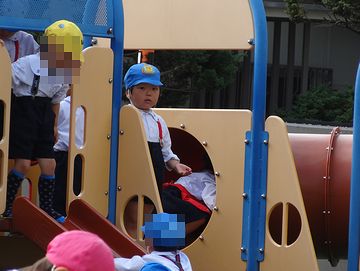 外で遊んでいるのを見学